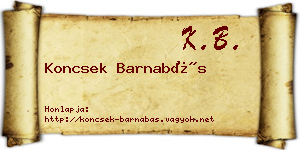 Koncsek Barnabás névjegykártya